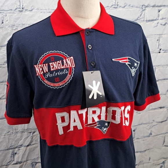 NWT Klew NFL Apparel New England Patriots Polo Shirt 60 Anniv Football sz Large - Picture 3 of 11